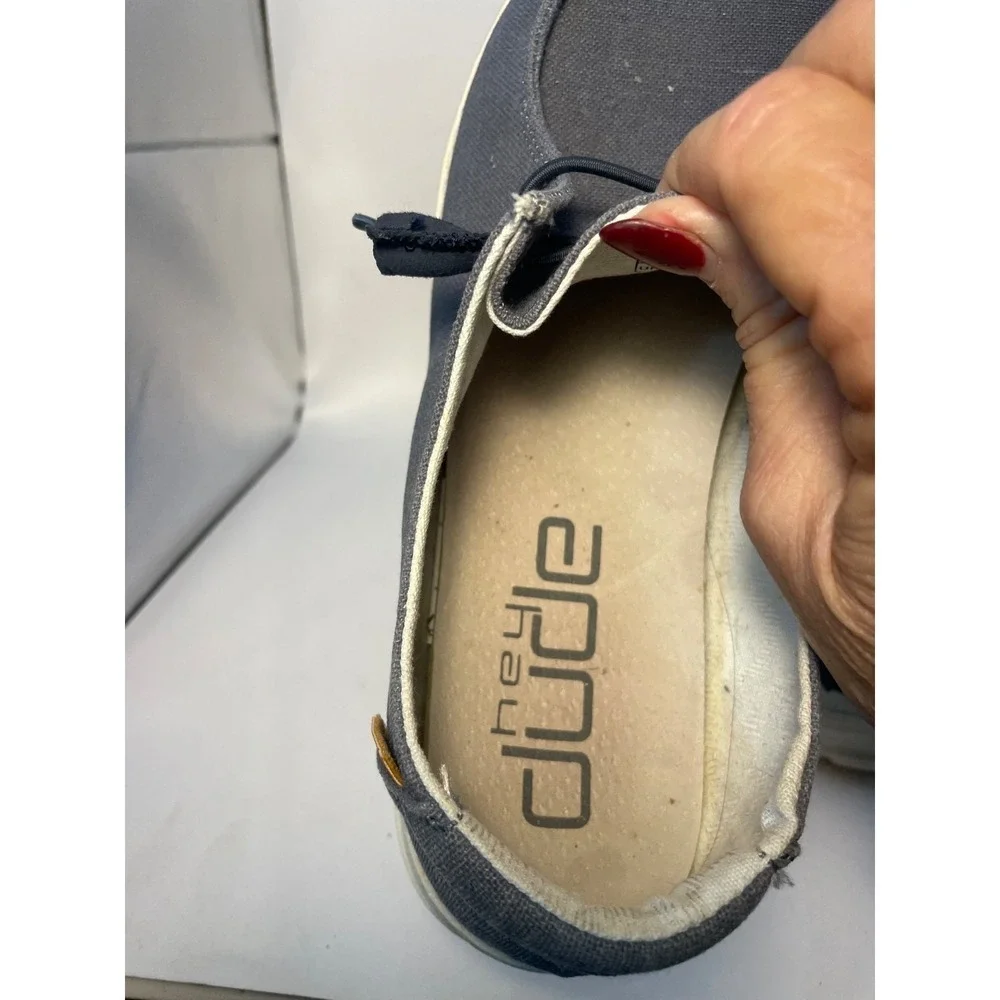 Hey‎ Dude Wendy Chambray Off navy white Slip On Loafers Shoes Women's Size 11